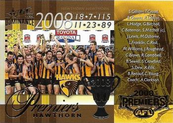 2020 Select Dominance - AFL / VFL Premiership Commemorative #PC114 2008 Hawthorn Hawks Front